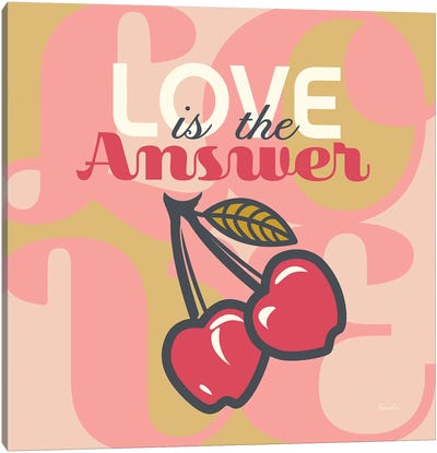 Love Is The Answer Cherries Canvas Art Print - Evelia Designs