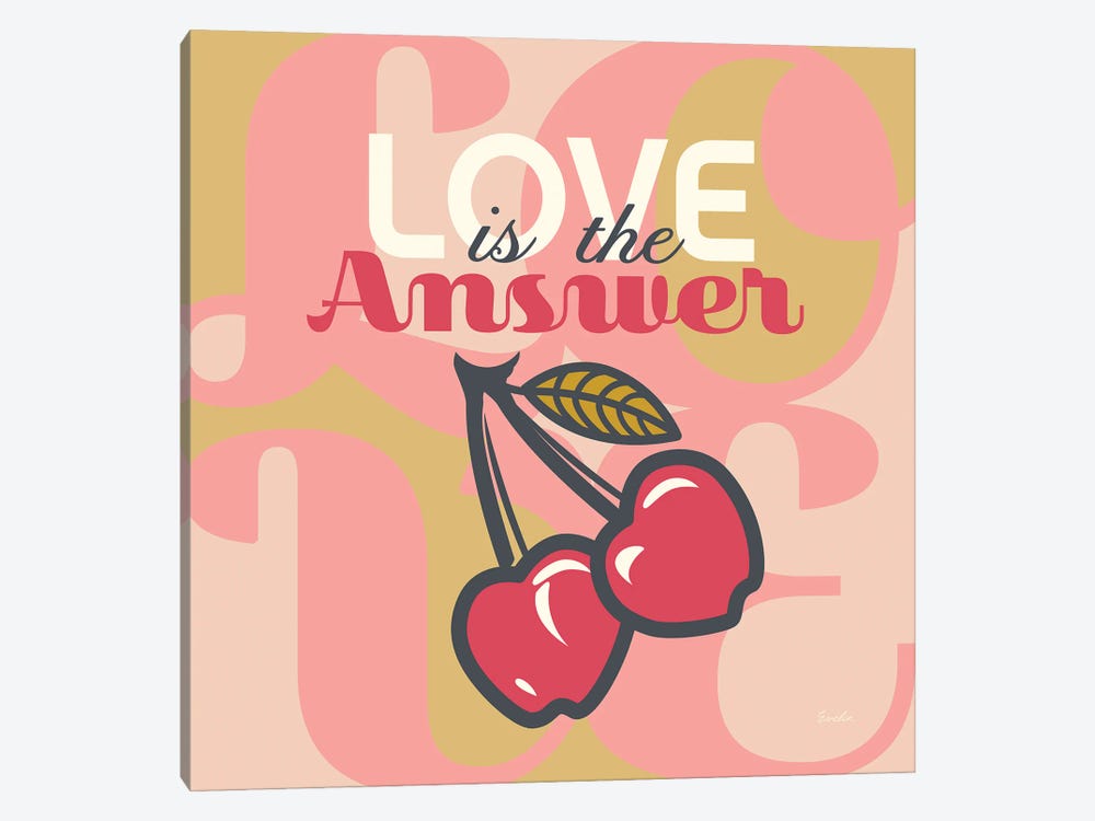 Love Is The Answer Cherries by Evelia Designs 1-piece Canvas Wall Art
