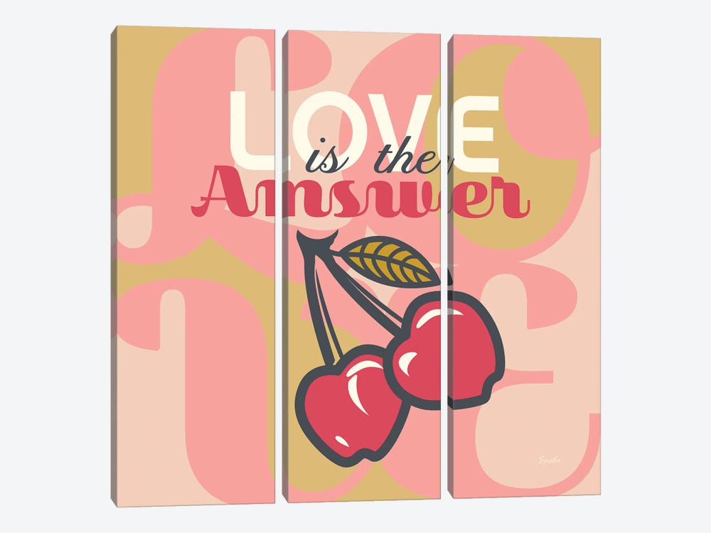 Love Is The Answer Cherries by Evelia Designs 3-piece Canvas Artwork