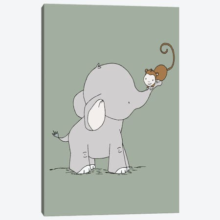 Elephant Monkey Lift Me Up Canvas Print #SWM10} by Sweet Melody Designs Art Print