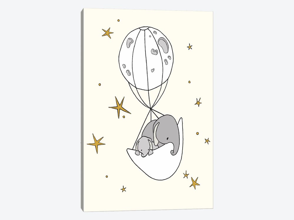 Elephant Moon Balloon by Sweet Melody Designs 1-piece Art Print