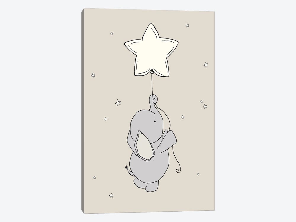 Elephant Star Balloon by Sweet Melody Designs 1-piece Canvas Print