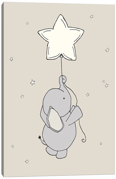 Elephant Star Balloon Canvas Art Print - Sweet Melody Designs