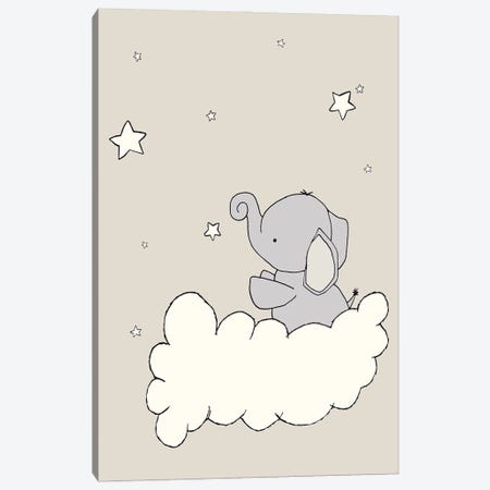 Elephant Star Cloud Canvas Print #SWM14} by Sweet Melody Designs Canvas Artwork