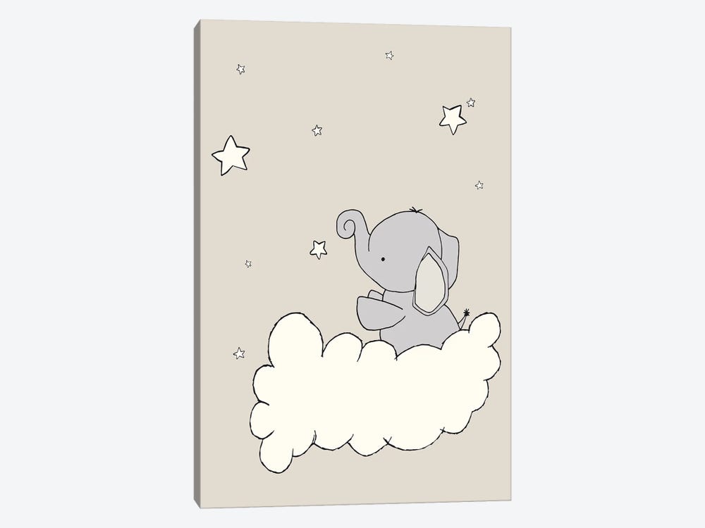 Elephant Star Cloud by Sweet Melody Designs 1-piece Canvas Art