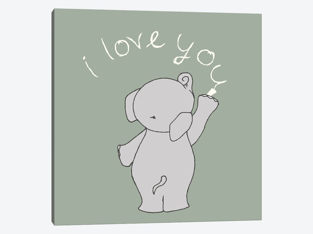 Elephant Writes I Love You by Sweet Melody Designs 1-piece Canvas Art Print