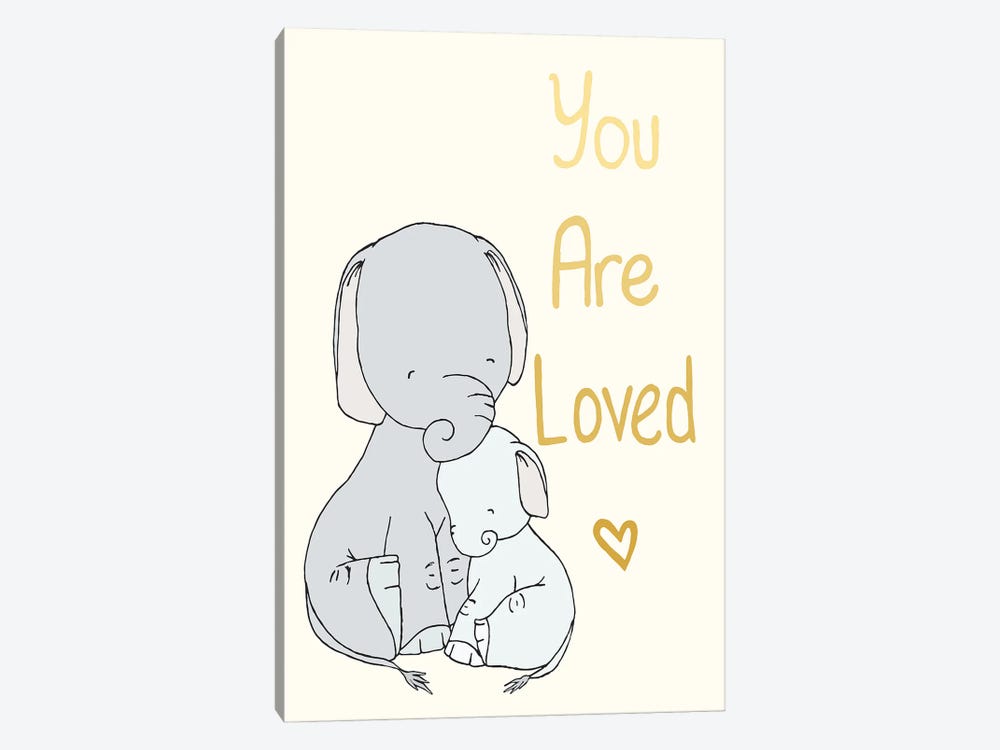 Elephant You Are Loved by Sweet Melody Designs 1-piece Canvas Artwork