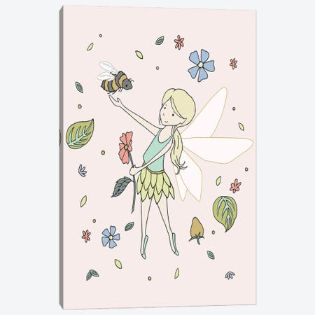 Fairy And Bumblebee Canvas Print #SWM17} by Sweet Melody Designs Canvas Artwork