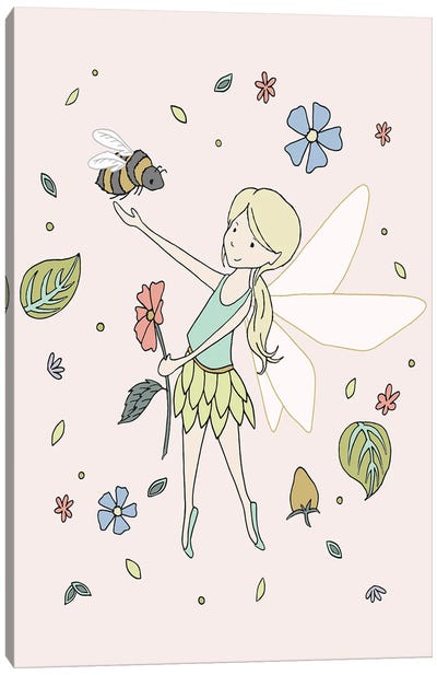 Fairy And Bumblebee Canvas Art Print - Sweet Melody Designs