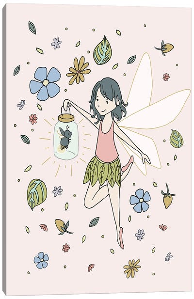Fairy And Firefly Canvas Art Print - Firefly Art