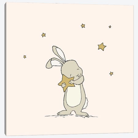 Bunny Holds A Star Canvas Print #SWM1} by Sweet Melody Designs Canvas Artwork