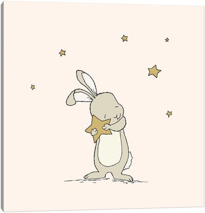 Bunny Holds A Star Canvas Art Print - Sweet Melody Designs