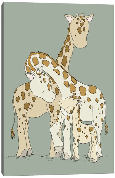 Giraffe Family Canvas Art Print - Sweet Melody Designs