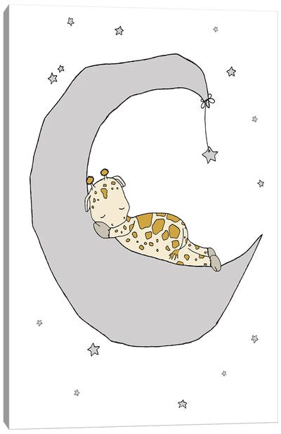 Giraffe Moon Dream Canvas Art Print - Sweet Melody Designs