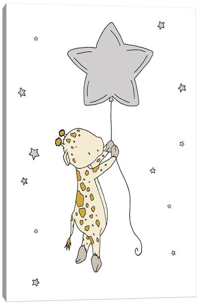 Giraffe Star Balloon Canvas Art Print - Sweet Melody Designs