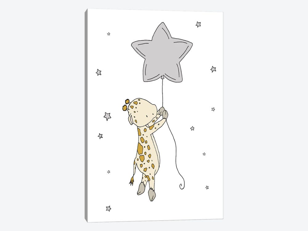 Giraffe Star Balloon by Sweet Melody Designs 1-piece Canvas Print
