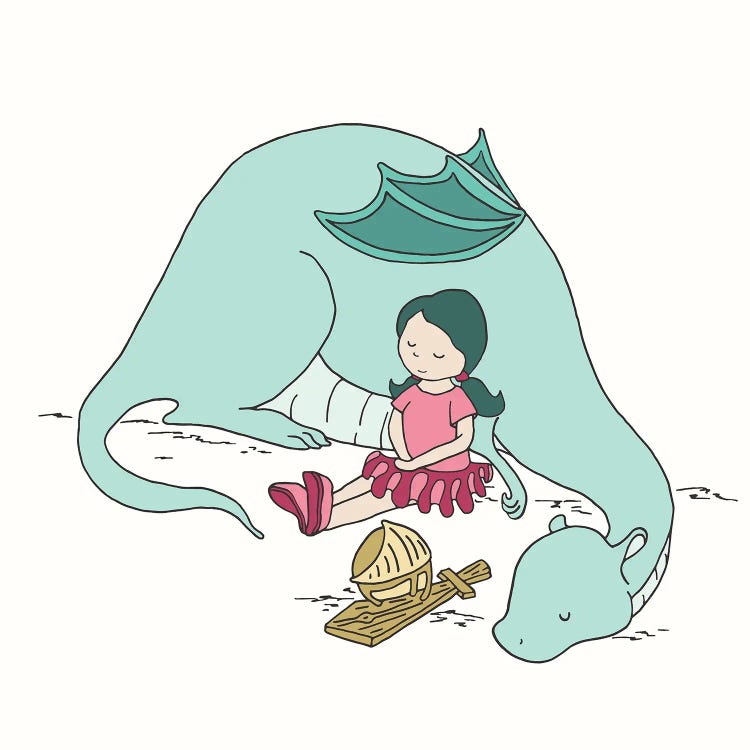 Girl And Dragon Sleep