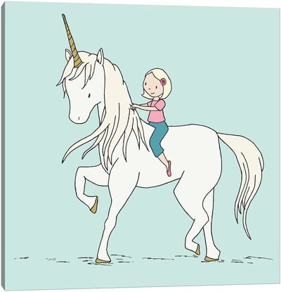 Girl and Unicorn Canvas Art Print - Sweet Melody Designs