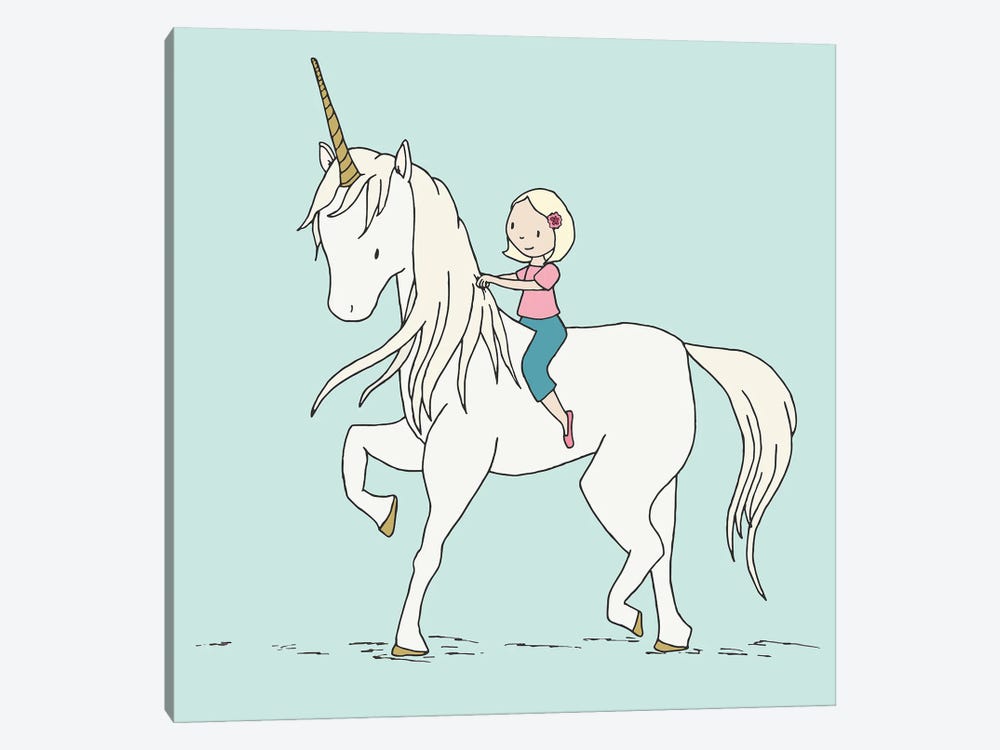 Girl and Unicorn by Sweet Melody Designs 1-piece Canvas Art Print