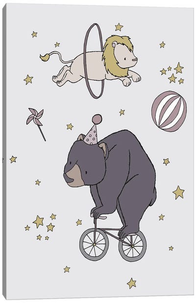 Circus Dreams Bear Lion Canvas Art Print - Sweet Melody Designs