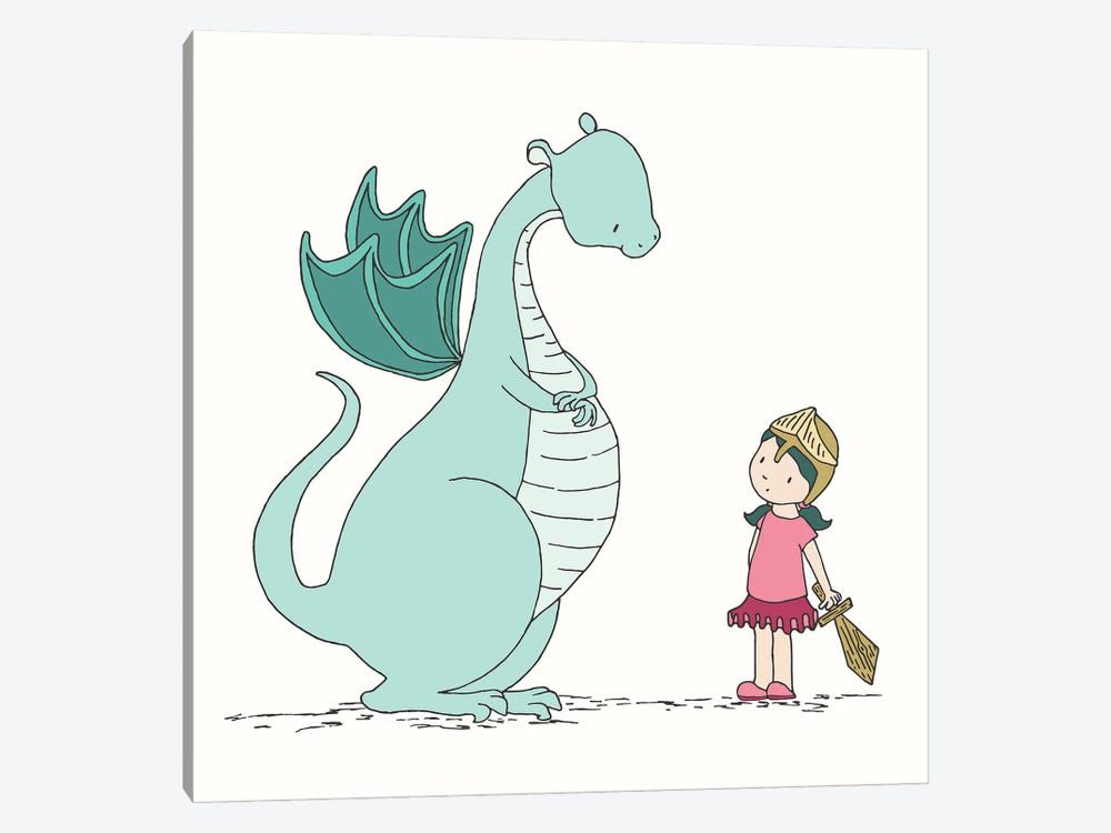 Girl Meets Dragon by Sweet Melody Designs 1-piece Canvas Art
