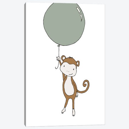 Monkey Balloon Canvas Print #SWM34} by Sweet Melody Designs Canvas Artwork