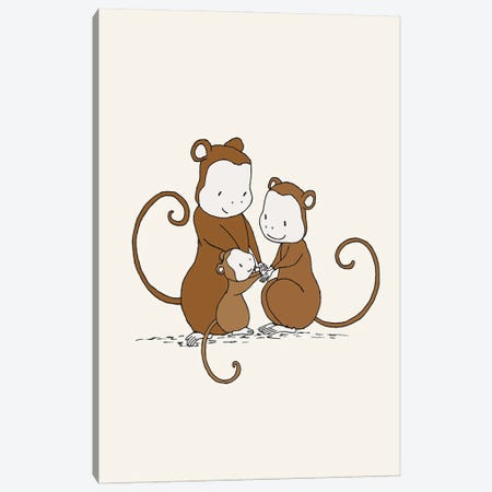 Monkey Family Canvas Print #SWM35} by Sweet Melody Designs Canvas Wall Art