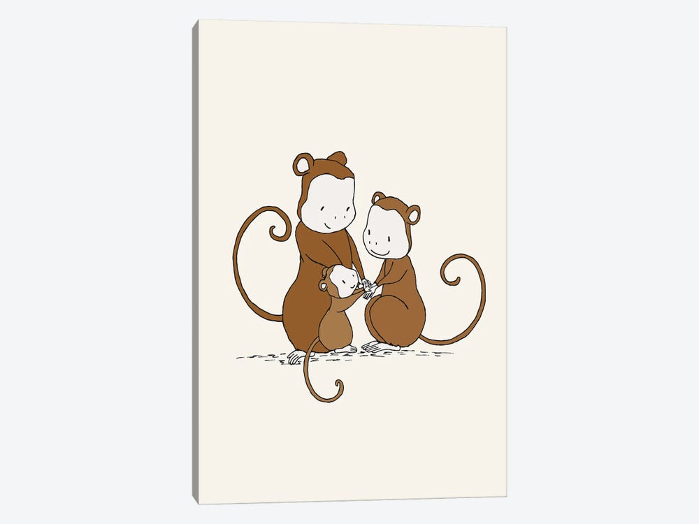 Monkey Family by Sweet Melody Designs 1-piece Canvas Print