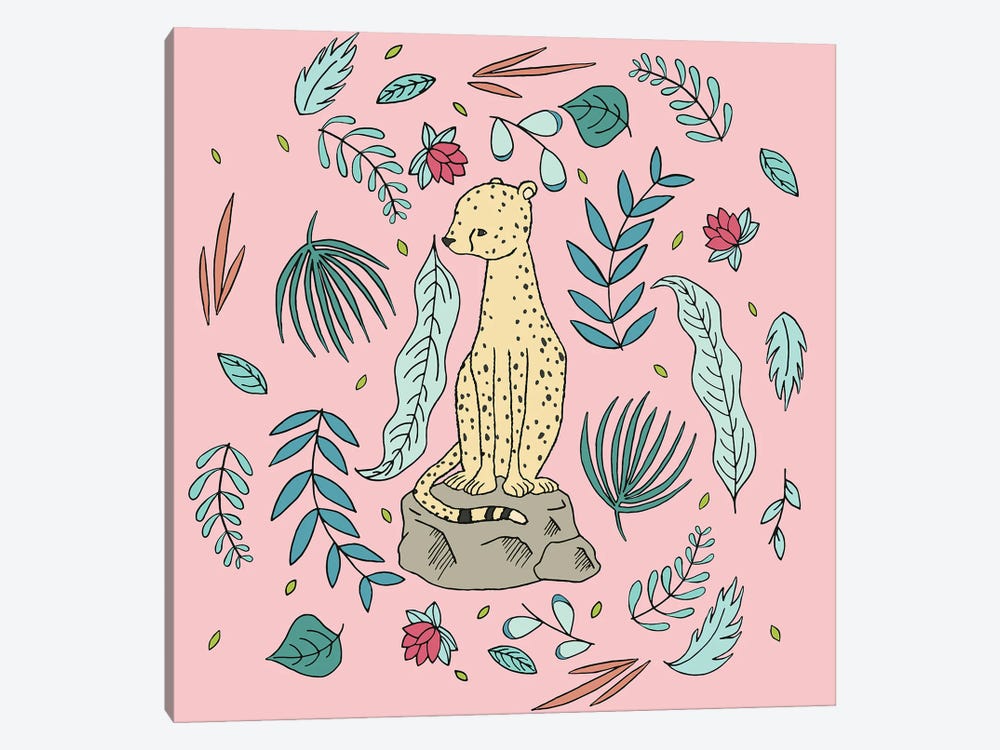 Roar Cheetah Botanical by Sweet Melody Designs 1-piece Canvas Artwork