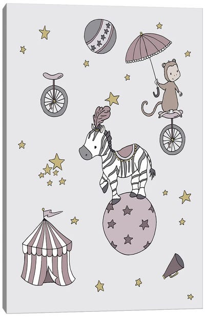 Circus Dreams Zebra Monkey Canvas Art Print - Sweet Melody Designs