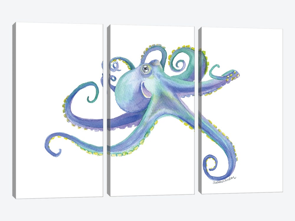 Purple Octopus by Susan Windsor 3-piece Canvas Artwork