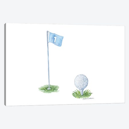 Golf Ball And Flag Canvas Print #SWO112} by Susan Windsor Canvas Artwork