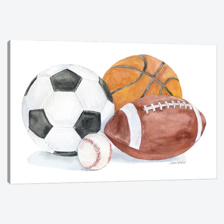 Sports Balls Canvas Print #SWO116} by Susan Windsor Canvas Art Print