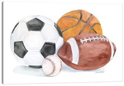 Sports Balls Canvas Art Print - Susan Windsor