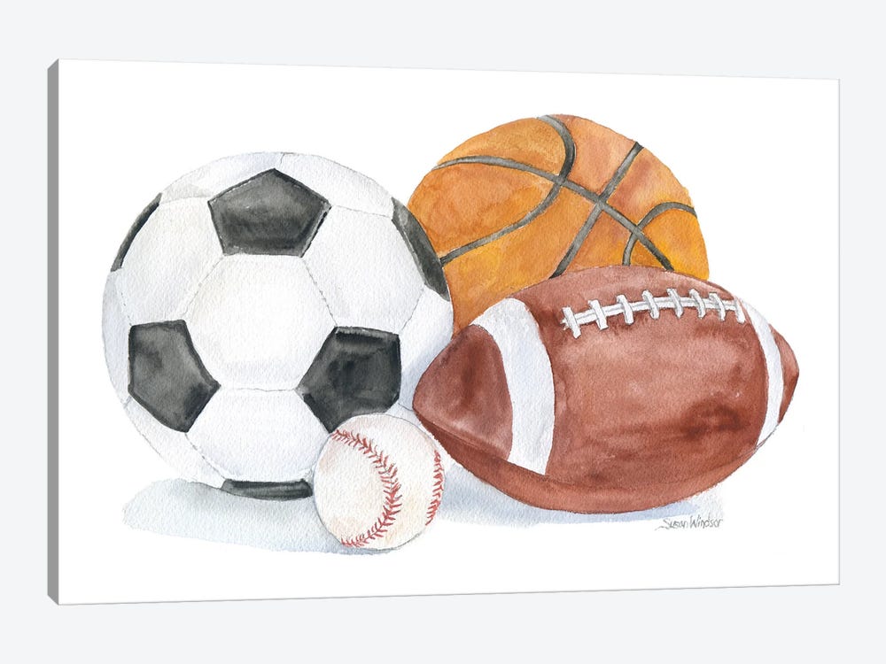 Sports Balls by Susan Windsor 1-piece Canvas Wall Art