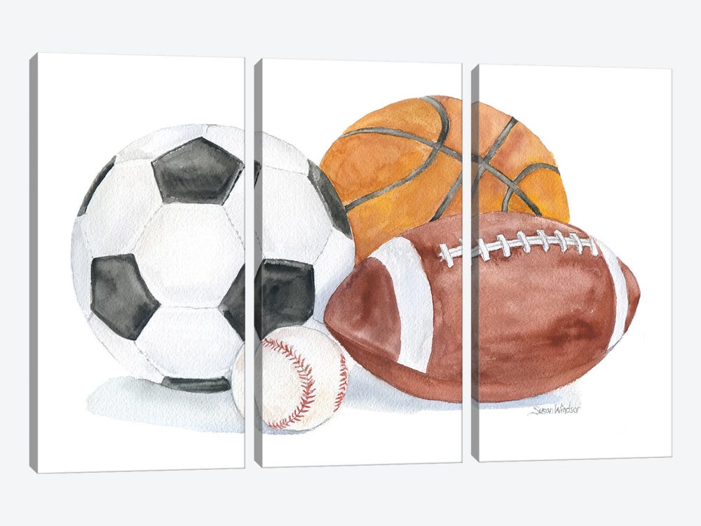 Sports Balls by Susan Windsor 3-piece Canvas Wall Art