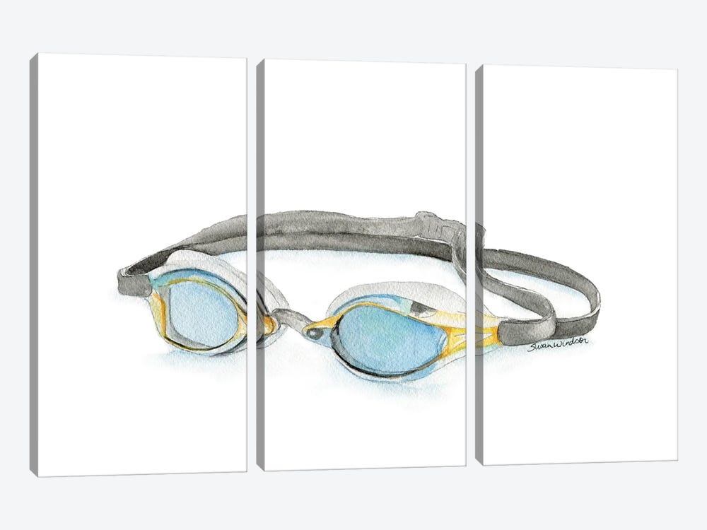 Swim Goggles by Susan Windsor 3-piece Canvas Print
