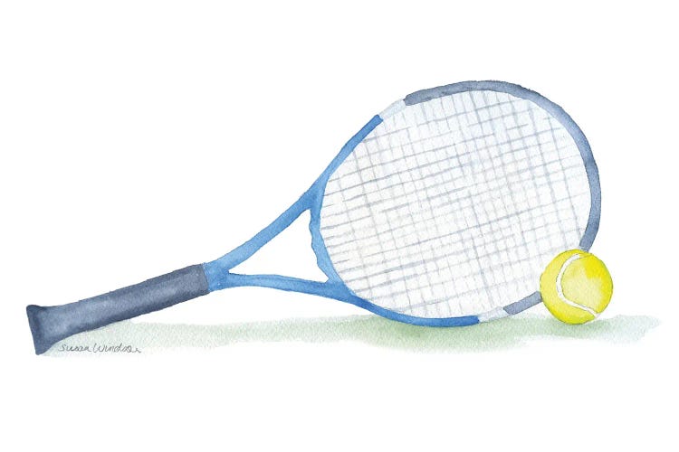 Blue Tennis Racket And Ball