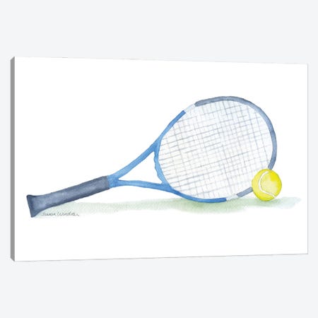 Blue Tennis Racket And Ball Canvas Print #SWO118} by Susan Windsor Canvas Wall Art