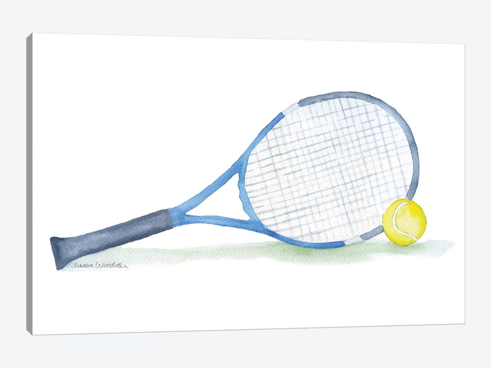 Blue Tennis Racket And Ball by Susan Windsor 1-piece Canvas Art