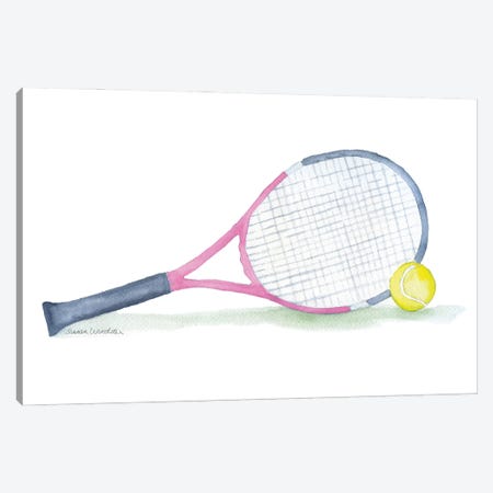 Pink Tennis Racket And Ball Canvas Print #SWO119} by Susan Windsor Canvas Art