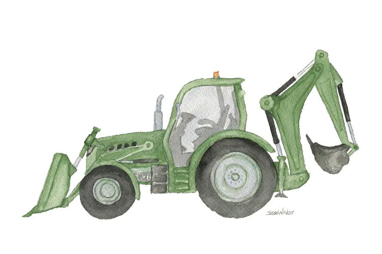 Green Backhoe Truck