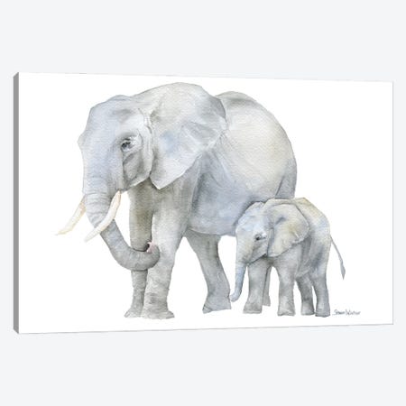 Mother And Baby Elephants Canvas Print #SWO13} by Susan Windsor Canvas Print