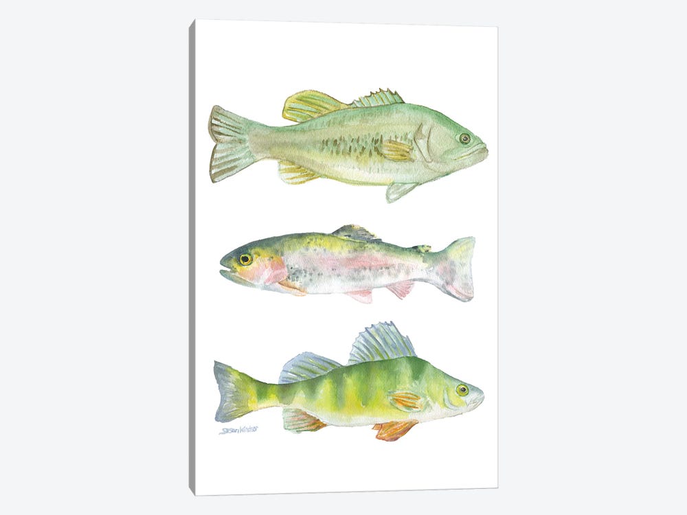 Three Fish by Susan Windsor 1-piece Canvas Artwork