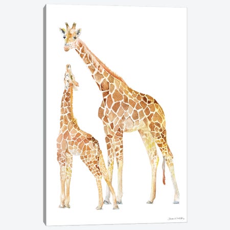Mother And Baby Giraffes Canvas Print #SWO14} by Susan Windsor Canvas Wall Art