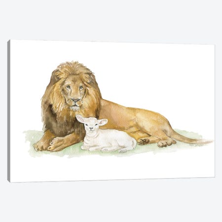 Lion And The Lamb Canvas Print #SWO16} by Susan Windsor Canvas Artwork