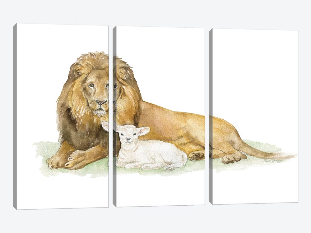Lion And The Lamb by Susan Windsor 3-piece Canvas Art Print