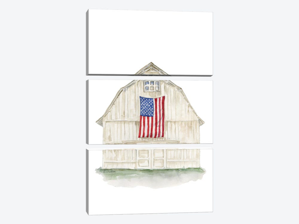 American Flag On The Barn by Susan Windsor 3-piece Art Print