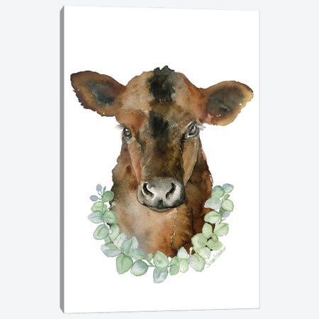 Angus Calf With Wreath Canvas Print #SWO23} by Susan Windsor Canvas Wall Art