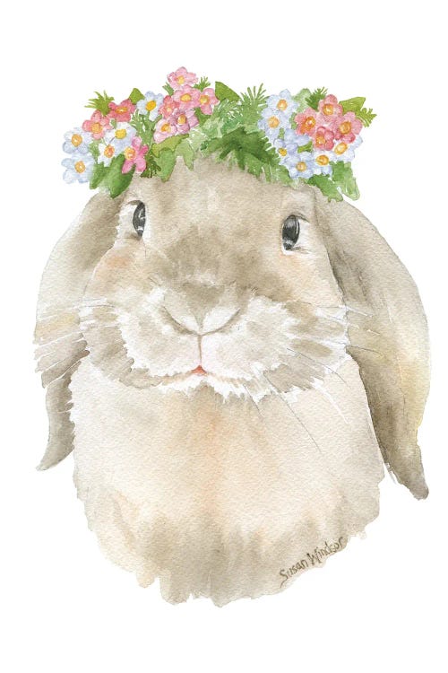 Lop Rabbit With Floral Crown